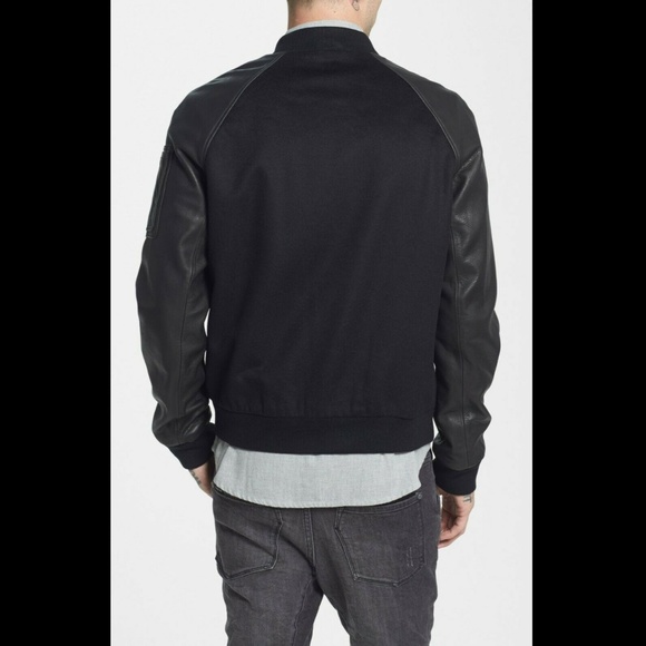 NEW $495 Rogue [ XXL ] Wool Bomber Jacket with Leather Sleeves‎ in Black - Picture 11 of 11
